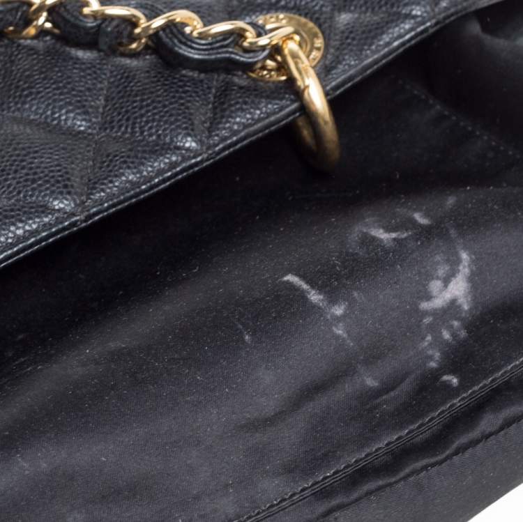 Pre Owned Chanel Black Quilted Caviar Leather Grand Shopping Tote