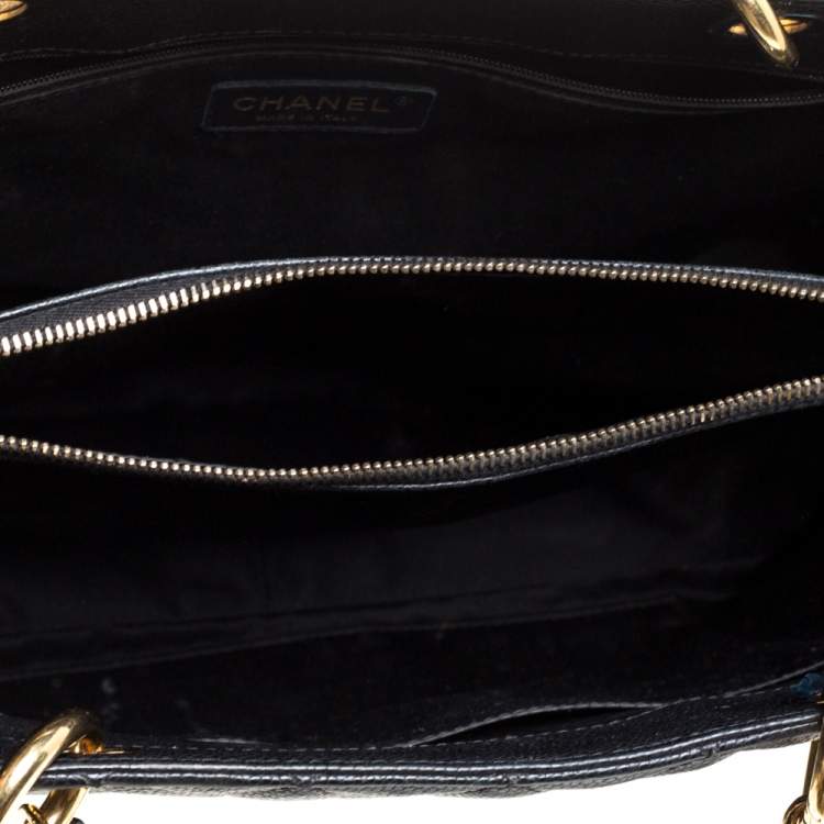 Pre Owned Chanel Black Quilted Caviar Leather Grand Shopping Tote