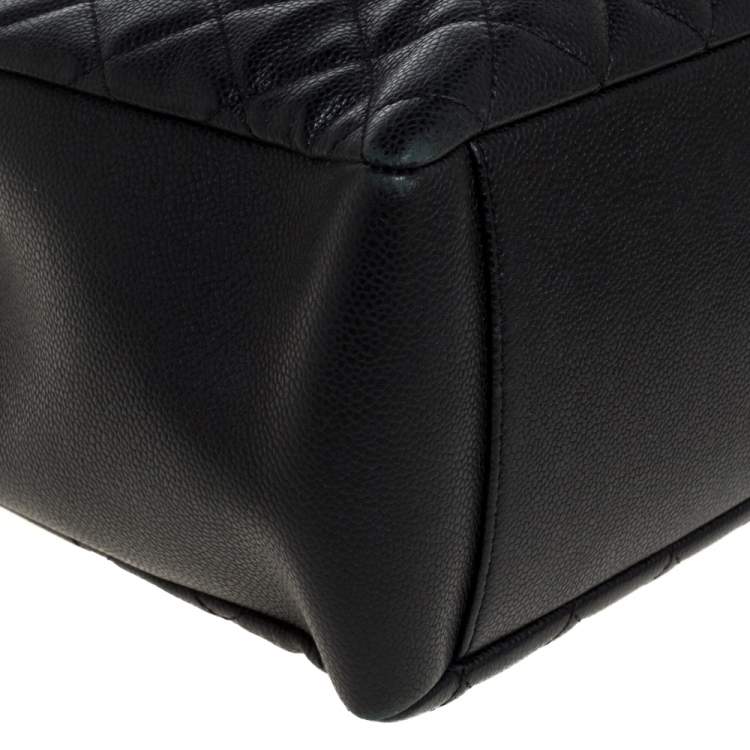 Pre Owned Chanel Black Quilted Caviar Leather Grand Shopping Tote