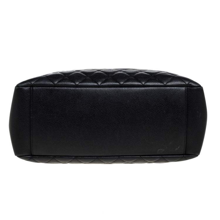 Pre Owned Chanel Black Quilted Caviar Leather Grand Shopping Tote