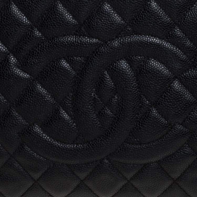 Pre Owned Chanel Black Quilted Caviar Leather Grand Shopping Tote