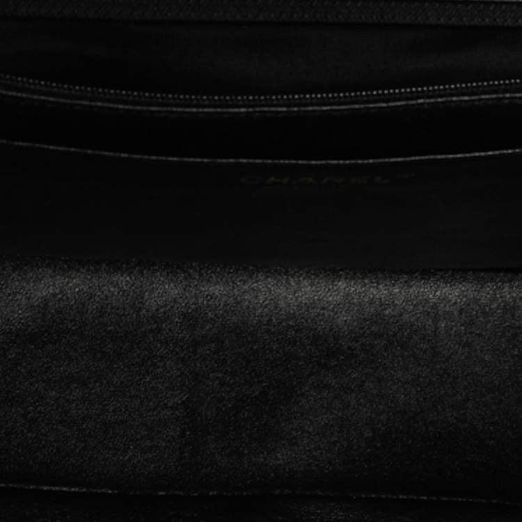 Pre Owned Chanel Black Quilted Caviar Leather Jumbo Classic Single Flap Bag