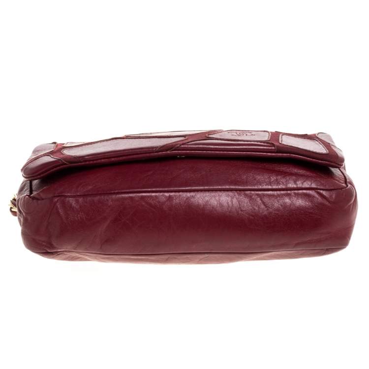 مملوكة مسبقًا Chanel Burgundy Leather and Fabric Scales Flap Bag