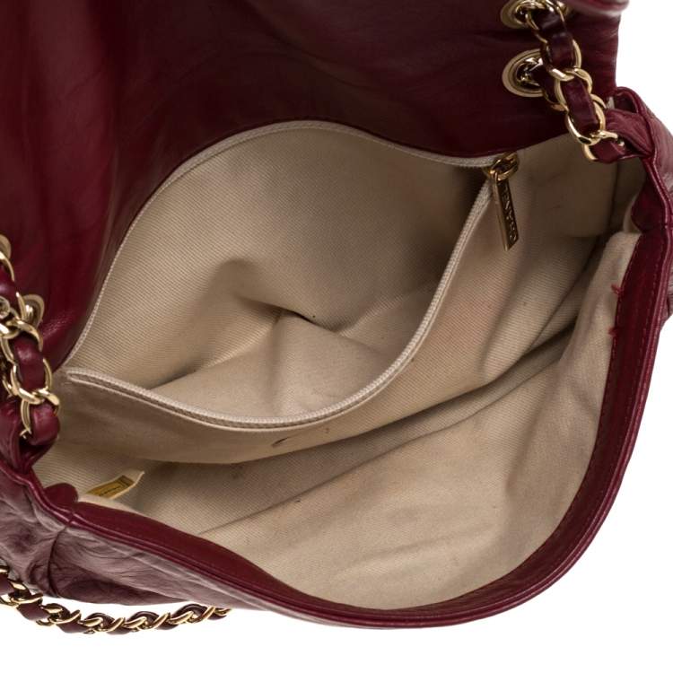 مملوكة مسبقًا Chanel Burgundy Leather and Fabric Scales Flap Bag