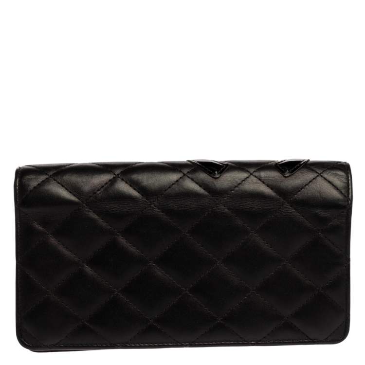 Pre Owned Chanel Black Leather Cambon Ligne Bifold Wallet
