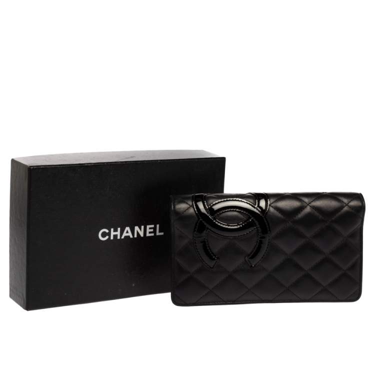 Pre Owned Chanel Black Leather Cambon Ligne Bifold Wallet