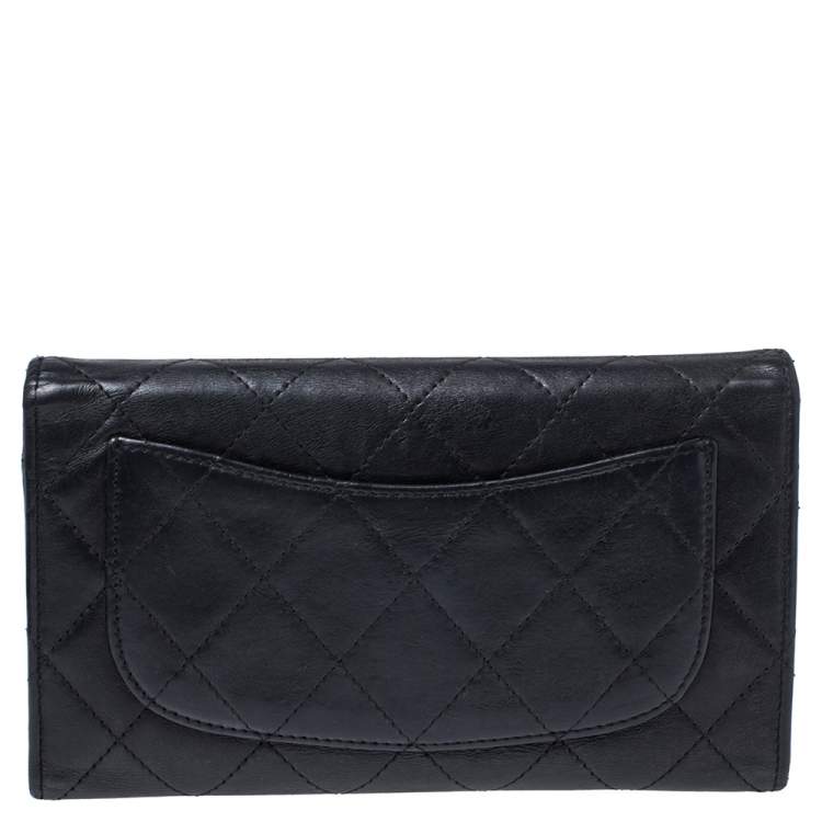 Pre Owned Chanel Black Quilted Leather Reissue Trifold Wallet