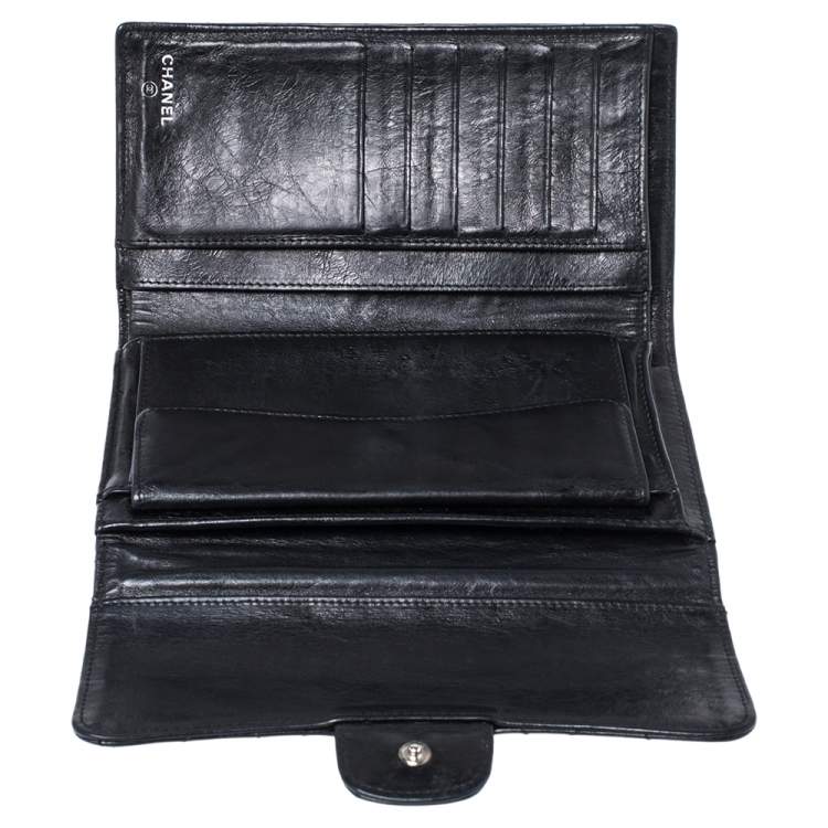 Pre Owned Chanel Black Quilted Leather Reissue Trifold Wallet