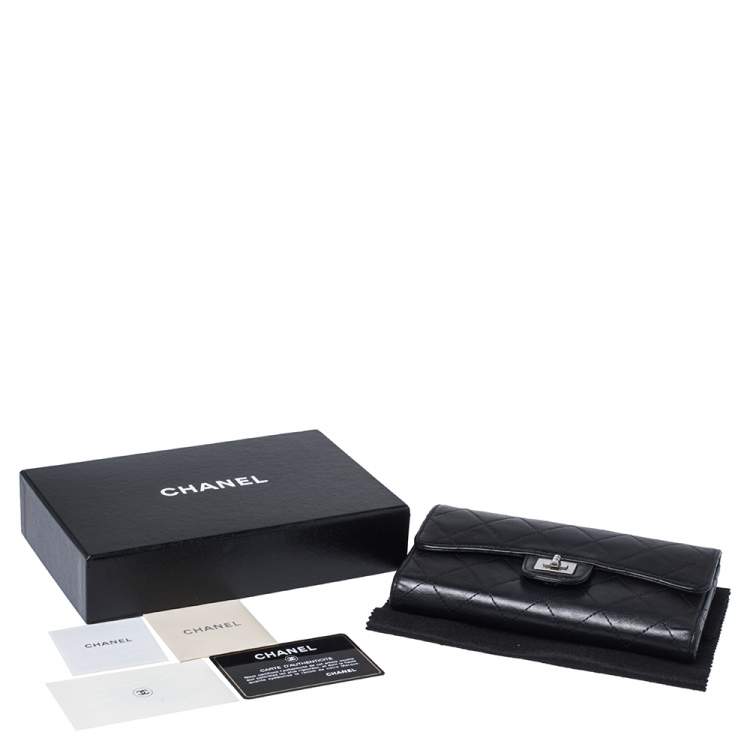 Pre Owned Chanel Black Quilted Leather Reissue Trifold Wallet
