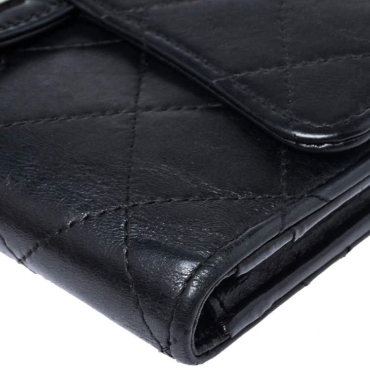 Pre Owned Chanel Black Quilted Leather Reissue Trifold Wallet