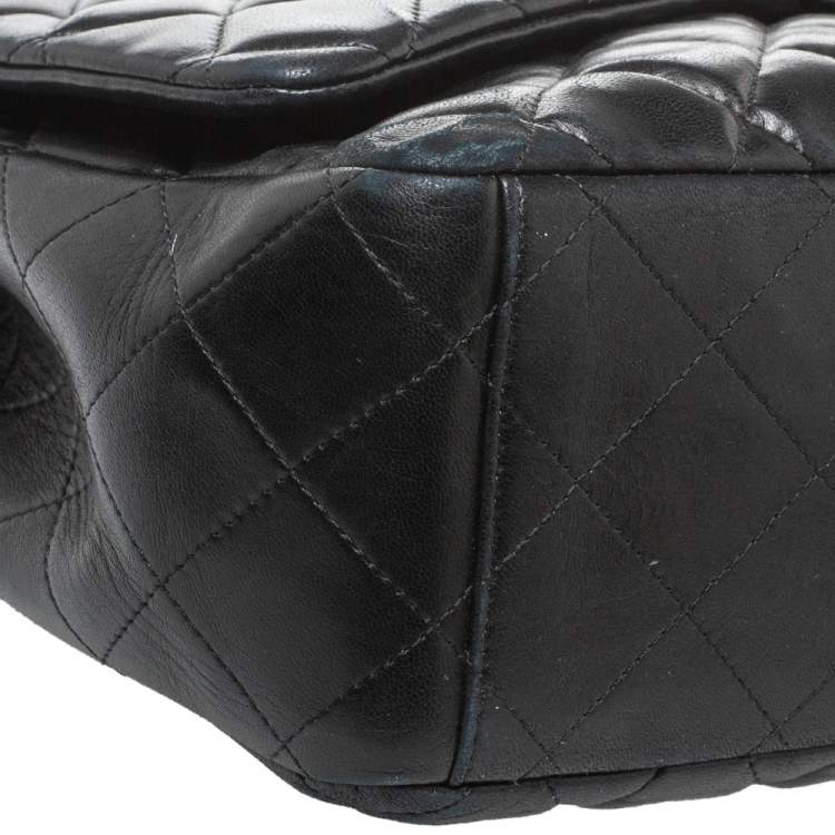 Pre Owned Chanel Black Quilted Leather Maxi Classic Single Flap Bag