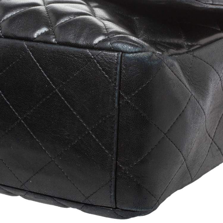 Pre Owned Chanel Black Quilted Leather Maxi Classic Single Flap Bag