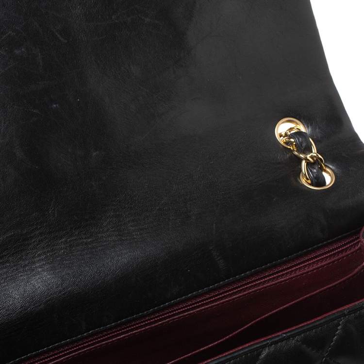 Pre Owned Chanel Black Quilted Leather Maxi Classic Single Flap Bag