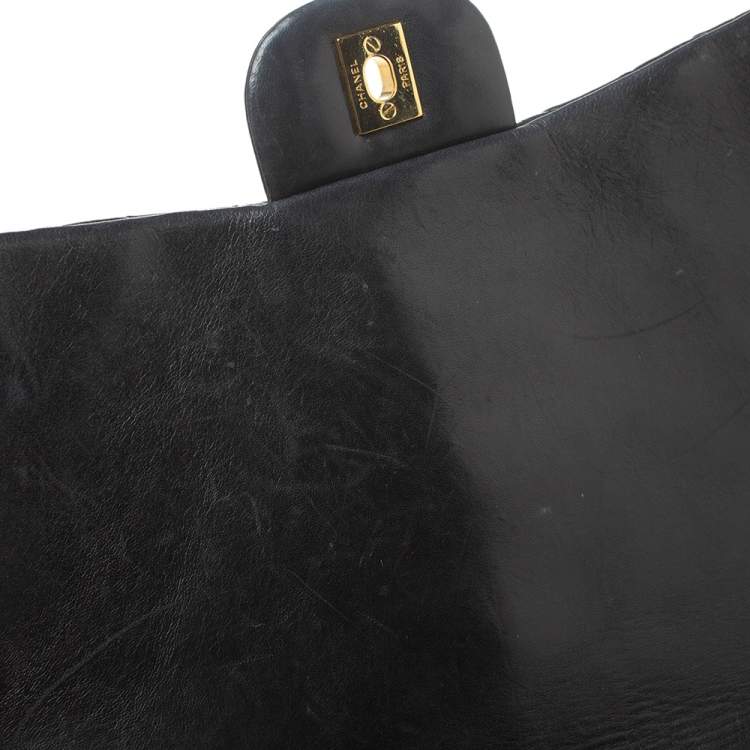 Pre Owned Chanel Black Quilted Leather Maxi Classic Single Flap Bag