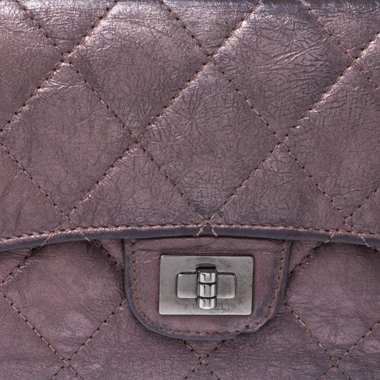 Pre Owned Chanel Metallic Bronze Quilted Leather Reissue Trifold Wallet