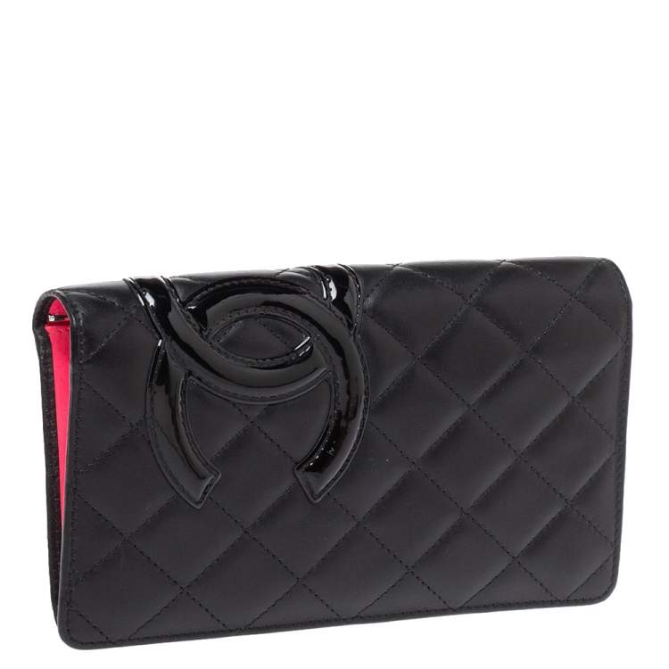 Pre Owned Chanel Black Leather Cambon Ligne Bifold Wallet