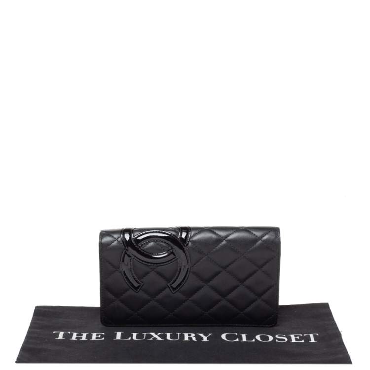 Pre Owned Chanel Black Leather Cambon Ligne Bifold Wallet