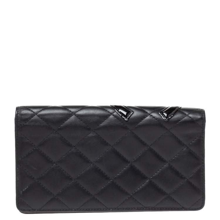 Pre Owned Chanel Black Leather Cambon Ligne Bifold Wallet