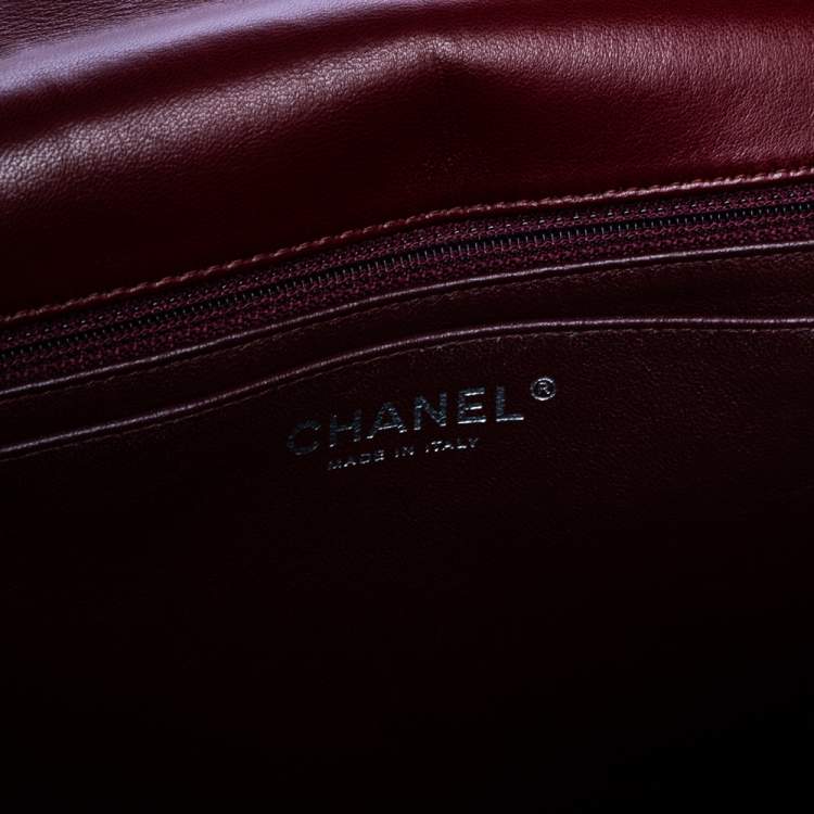 Pre Owned Chanel Burgundy Quilted Patent Leather Maxi Classic Single Flap Bag