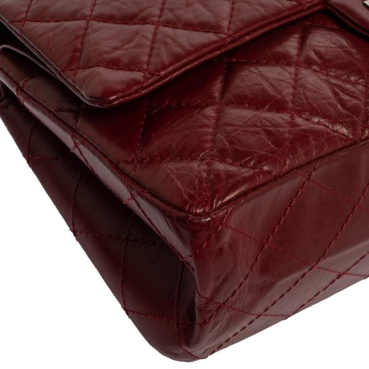 Pre Owned Chanel Red Quilted Leather Reissue 2.55 Classic 226 Flap Bag