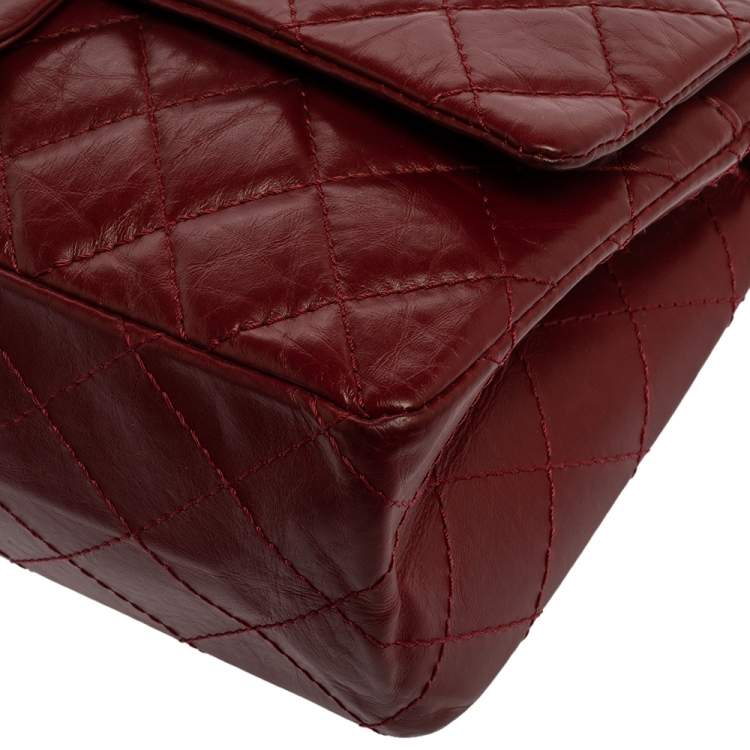 Pre Owned Chanel Red Quilted Leather Reissue 2.55 Classic 226 Flap Bag
