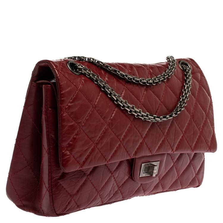 Pre Owned Chanel Red Quilted Leather Reissue 2.55 Classic 226 Flap Bag