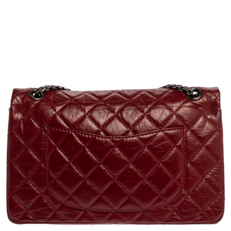 Pre Owned Chanel Red Quilted Leather Reissue 2.55 Classic 226 Flap Bag