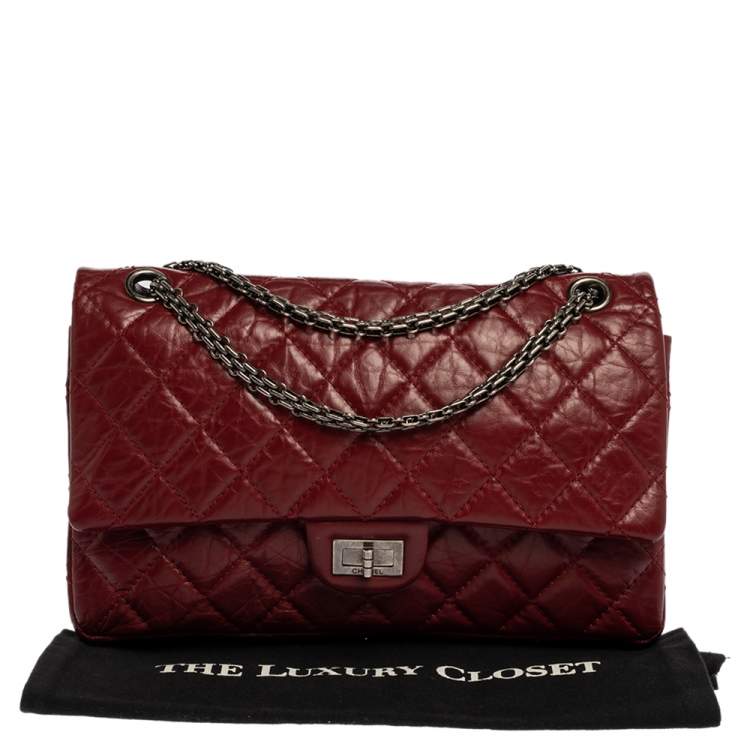 Pre Owned Chanel Red Quilted Leather Reissue 2.55 Classic 226 Flap Bag