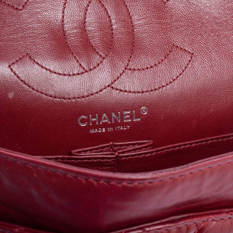 Pre Owned Chanel Red Quilted Leather Reissue 2.55 Classic 226 Flap Bag