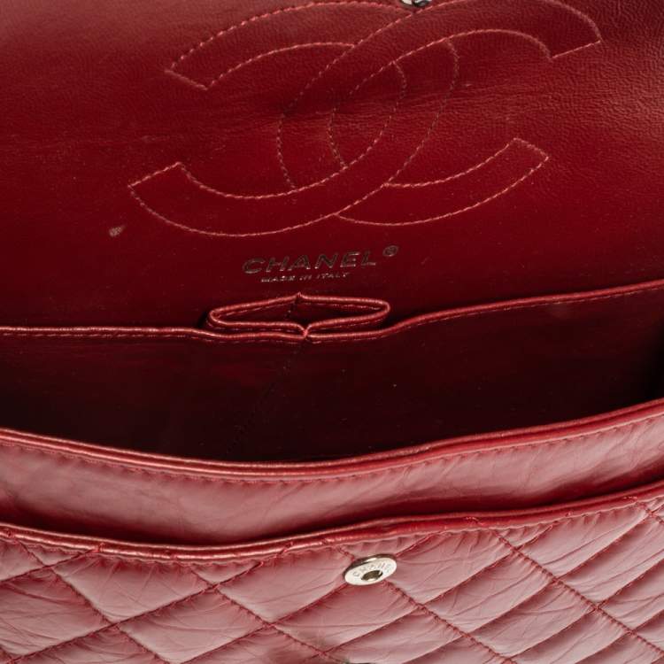 Pre Owned Chanel Red Quilted Leather Reissue 2.55 Classic 226 Flap Bag