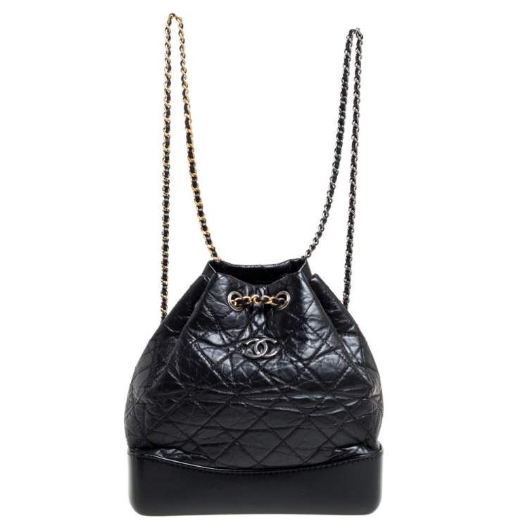 Chanel Black Aged Quilted Leather Small Gabrielle Backpack Chanel