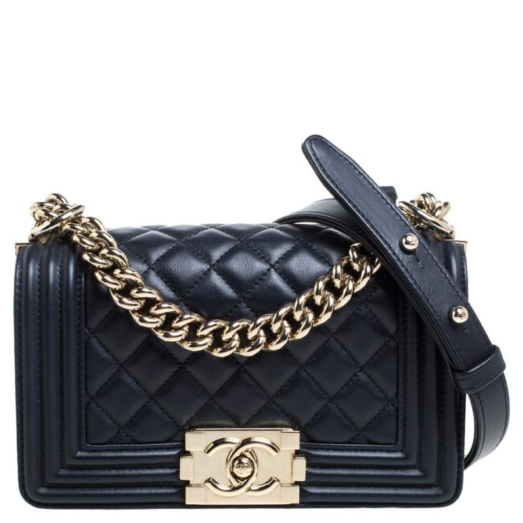Chanel Caviar Boy Bag With Aged Gold Old