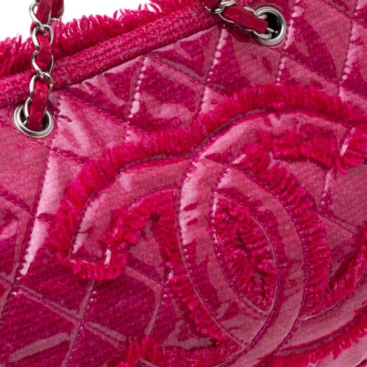 Pre Owned Chanel Pink PVC and Tweed Funny Tote
