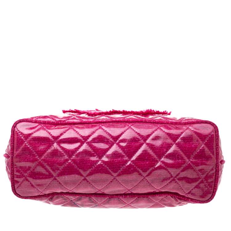 Pre Owned Chanel Pink PVC and Tweed Funny Tote
