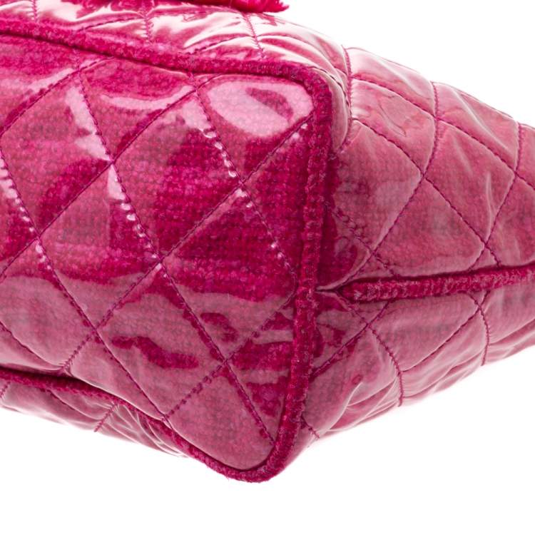 Pre Owned Chanel Pink PVC and Tweed Funny Tote