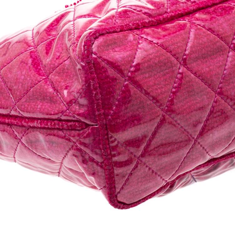 Pre Owned Chanel Pink PVC and Tweed Funny Tote