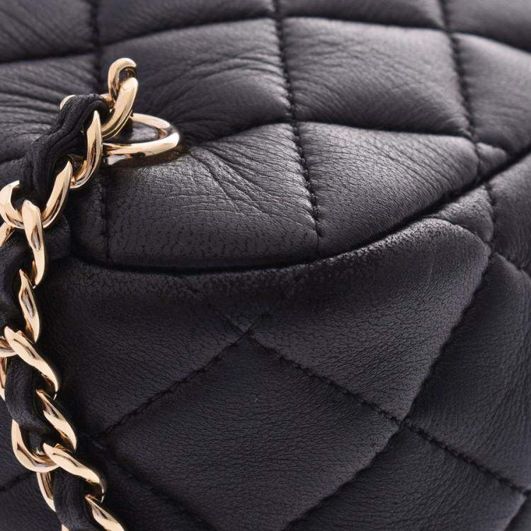 Pre Owned Chanel Black Quilted Lambskin Leather Backpack