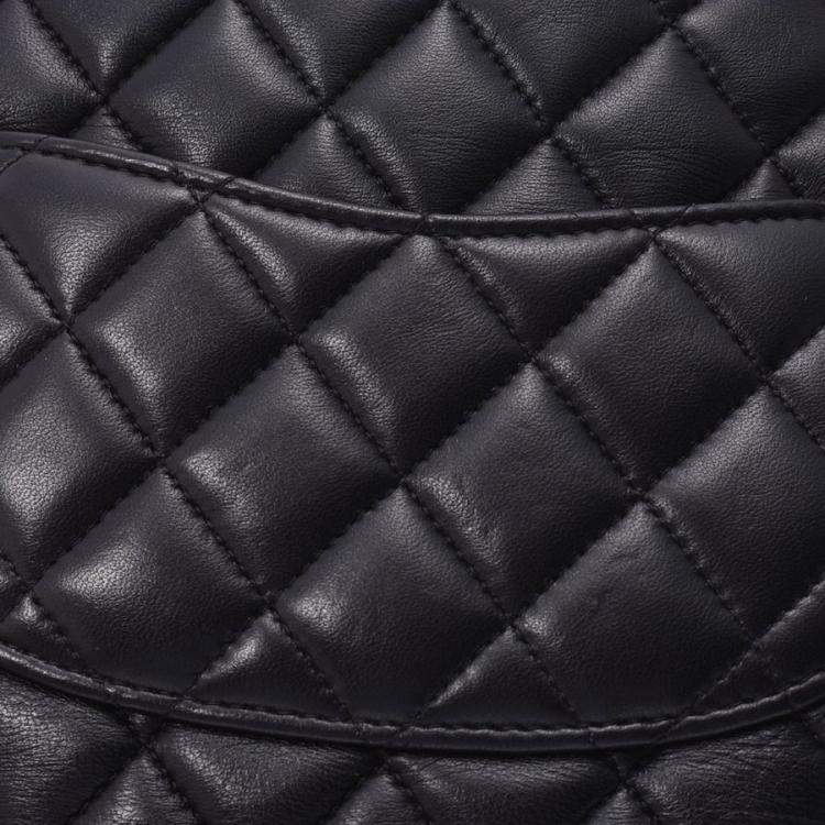 Pre Owned Chanel Black Quilted Lambskin Leather Backpack