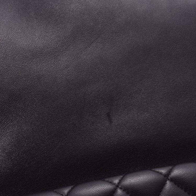 Pre Owned Chanel Black Quilted Lambskin Leather Backpack