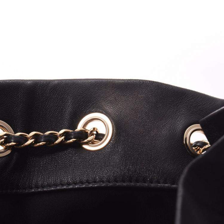 Pre Owned Chanel Black Quilted Lambskin Leather Backpack