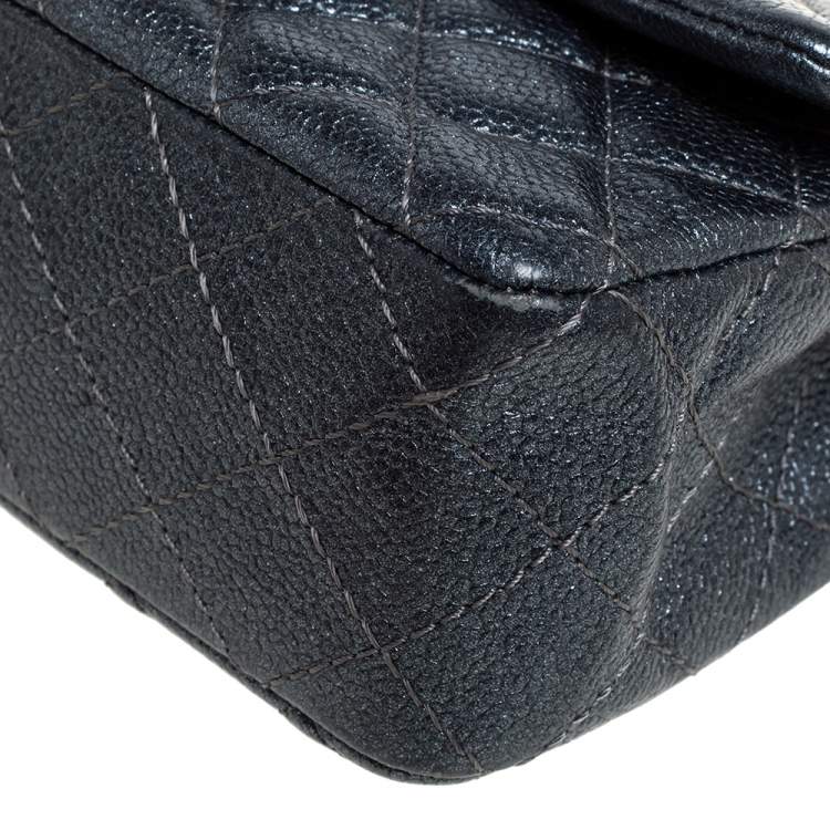 Pre Owned Chanel Metallic Dark Blue Quilted Leather New Mini Classic Single Flap Bag