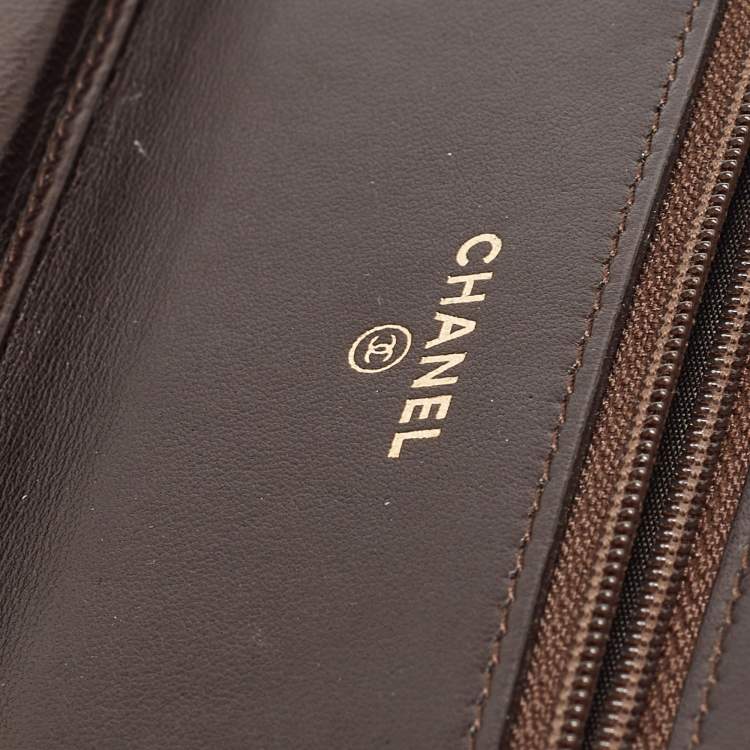 Pre Owned Chanel Metallic Brown Python and Leather WOC Bag