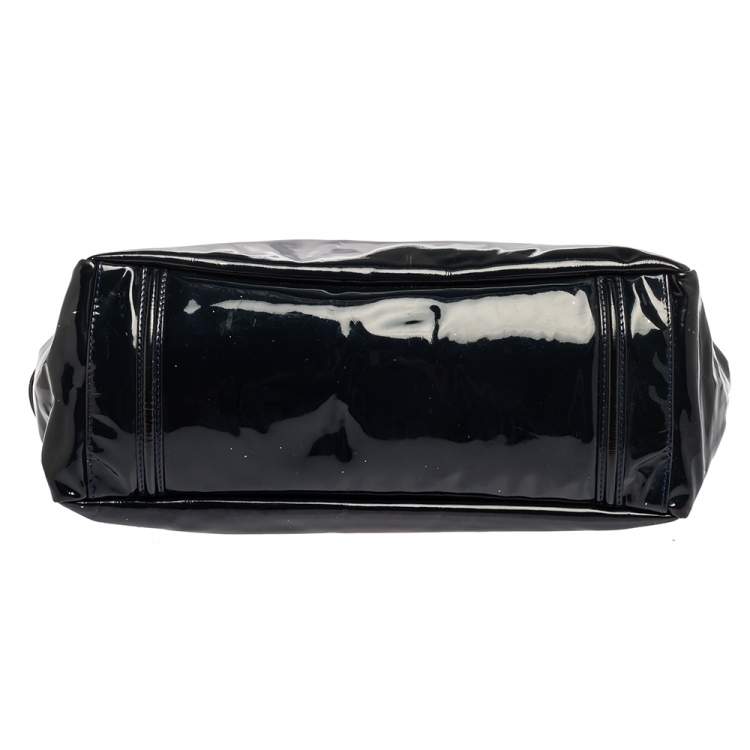 Pre Owned Chanel Dark Blue Patent Leather Giant Reissue Lock Chain Link Tote