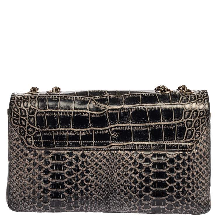 Pre Owned Chanel Black Crocodile and Python 2.55 Classic 226 Reissue Flap Bag