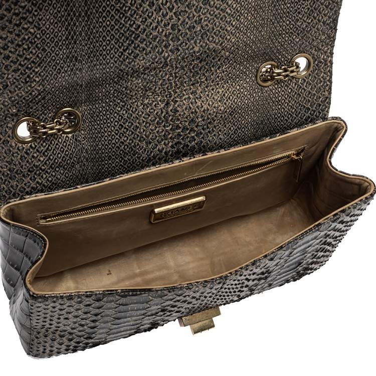 Pre Owned Chanel Black Crocodile and Python 2.55 Classic 226 Reissue Flap Bag