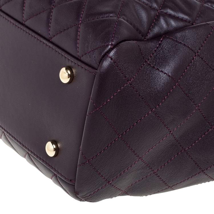 Pre Owned Chanel Plum Quilted Leather Timeless Classic Drawstring Bag