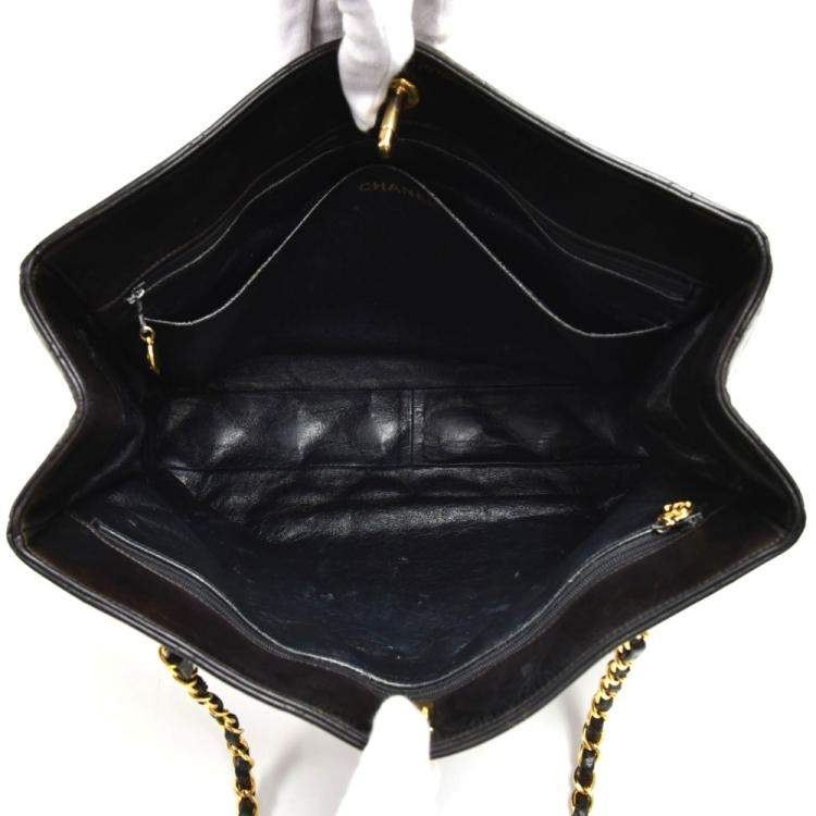Pre Owned Chanel Black Quilted Leather Vintage Tote
