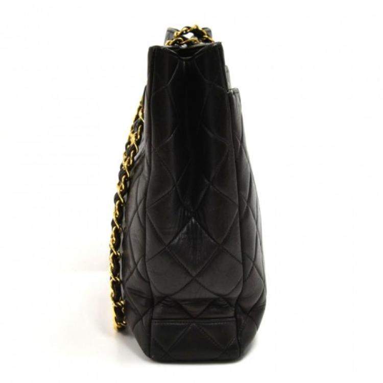 Pre Owned Chanel Black Quilted Leather Vintage Tote