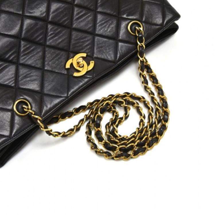 Pre Owned Chanel Black Quilted Leather Vintage Tote