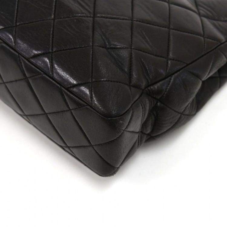 Pre Owned Chanel Black Quilted Leather Vintage Tote